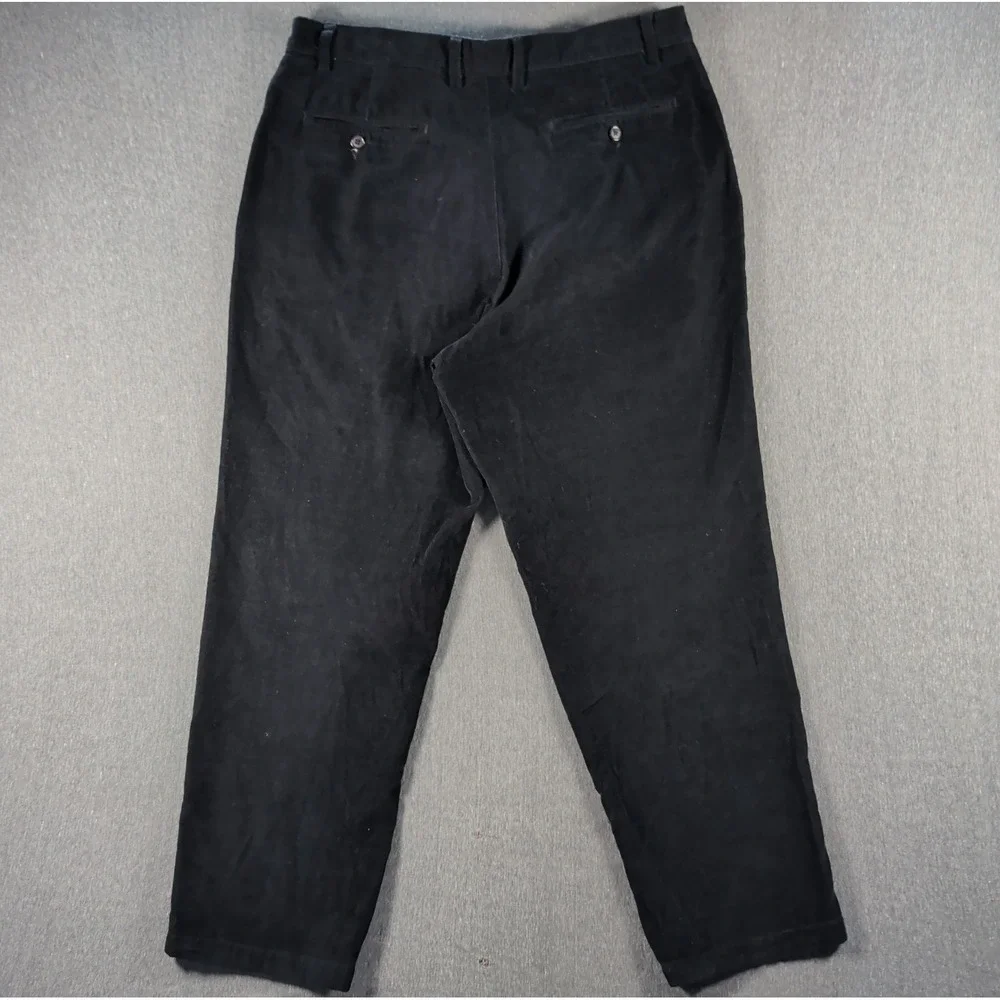 Vtg 90s Club Room Black Corduroy Pants Mens 36x30 Trousers Baggy Preppy Y2K